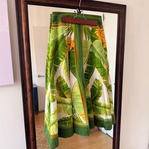 FARM Rio Green Banana Leaf A-Line Skirt